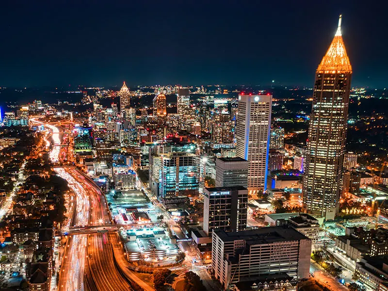 The Atlanta skyline at night